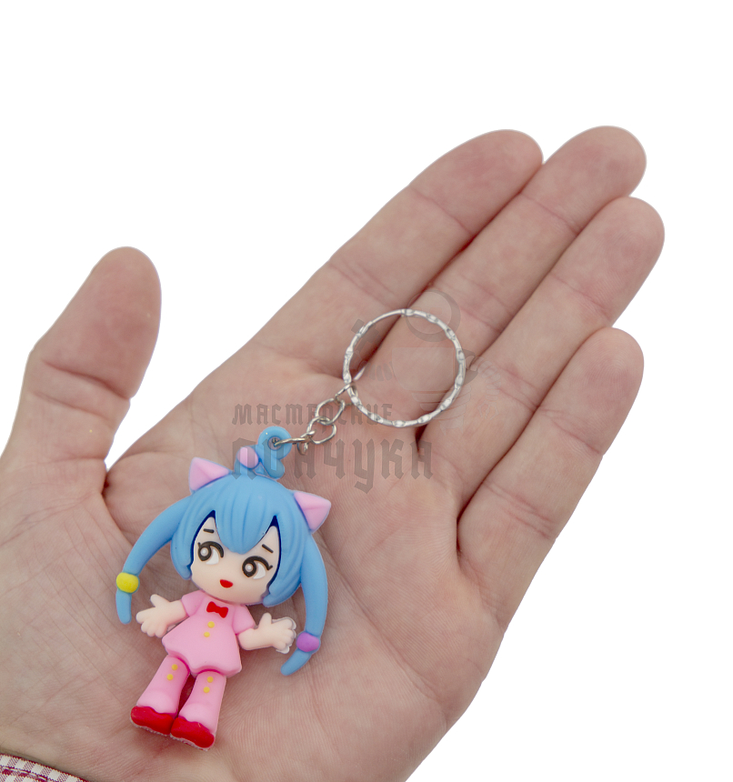Брелок для ключей "Мику Хацунэ" цв. синий/розовый