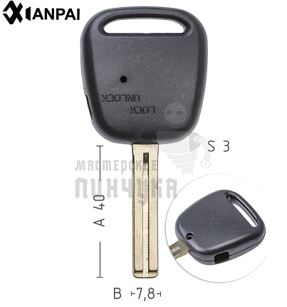 Корпус ключа TOYO-30.P1 TOY48 TY47P80 1 кнопка сбоку КНР  TOYOTA