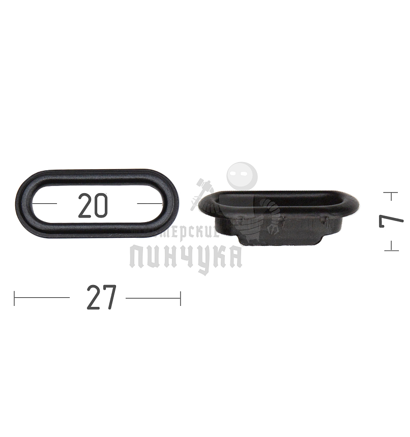 Люверсы овал, 20мм, сталь цв. оксид