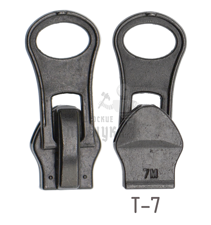 Бегунок для спиральной молнии, тип 7, автомат, "Груша", цв. никель темн.