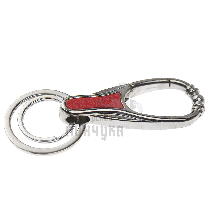 Карабин с двумя кольцами для ключей красный