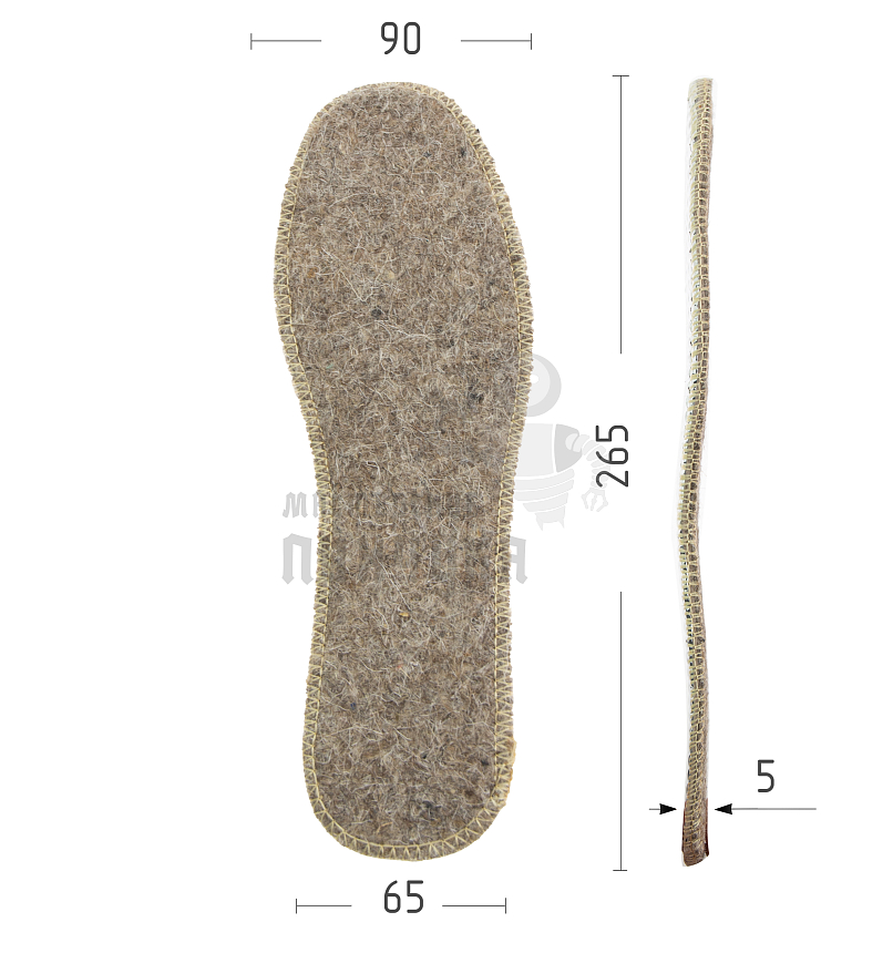Стельки войлочные фольга гофр (В04) р.43