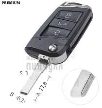Корпус выкидного ключа HU-HAA.P1 HU66 HF55P65 3 кнопки КНР   VOLKSWAGEN - Чертеж