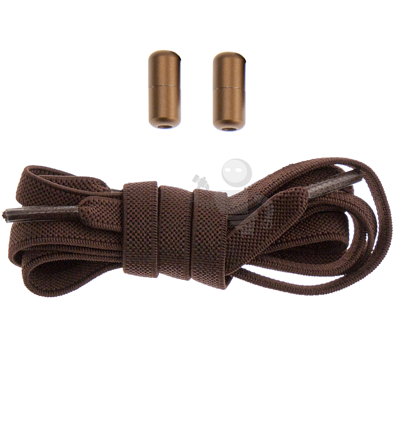 Эластичные шнурки для кроссовок с металлическим замком, 100-150см, плоский, цв.коричневый