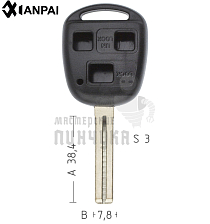 Корпус ключа TOYO-30.P1 TOY48P TY47P80 3 кнопки средний КНР  LEXUS - Чертеж