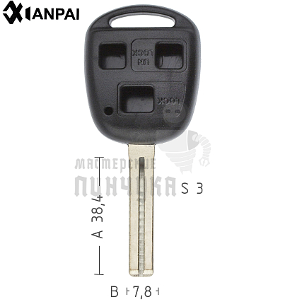 Корпус ключа TOYO-30.P1 TOY48P TY47P80 3 кнопки средний КНР  LEXUS