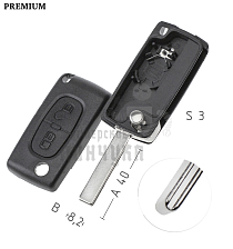 Корпус выкидных ключей  HU-HCAP HU83  HF63P  PEUGEOT  КНР - Чертеж