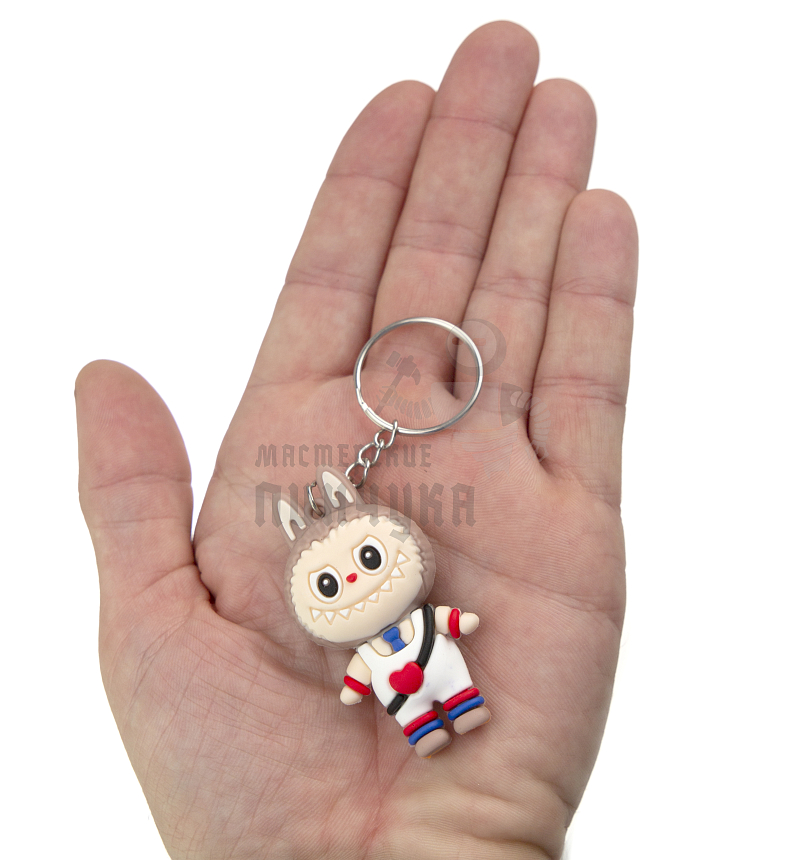 Брелок для ключей "LABUBU" с сердцем, цв.беж