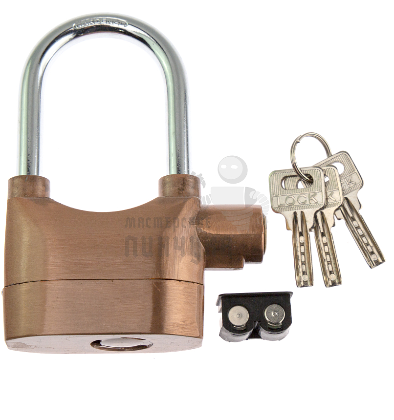 Навесной замок "ALARM LOCK" hardened цв. медный 70мм (345G) (длинная дужка)