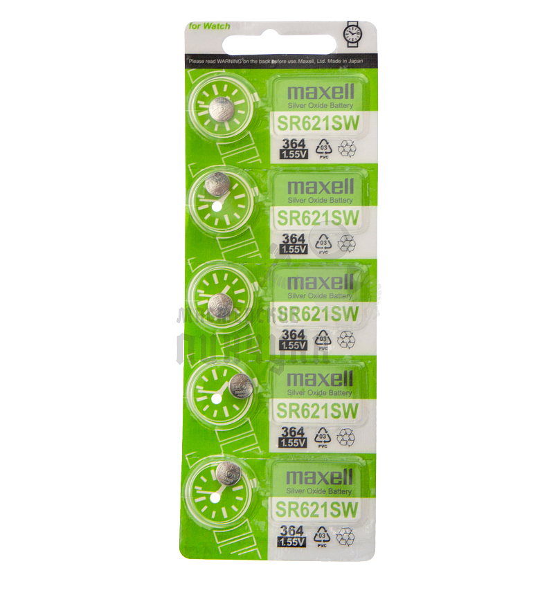 Батарейка MAXELL 364 SR621SW BL5 GREEN (CN) 1.55V (5/100/500)