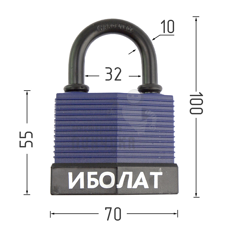 Навесной замок "ИБОЛАТ" 70мм (синий)