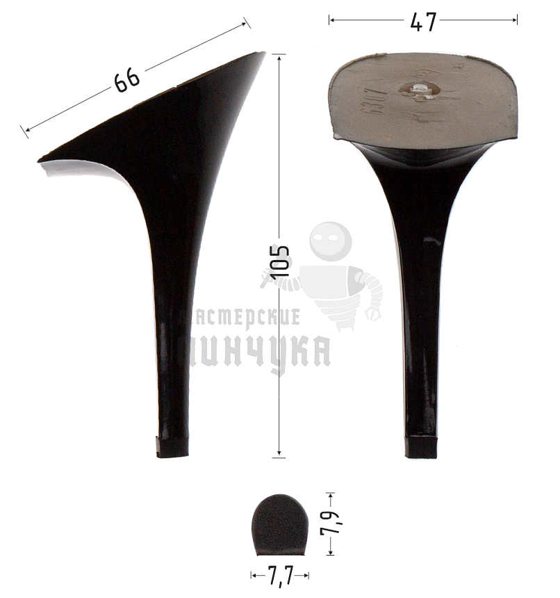 Каблуки ABS (6307) черн.лак. 10,5 см