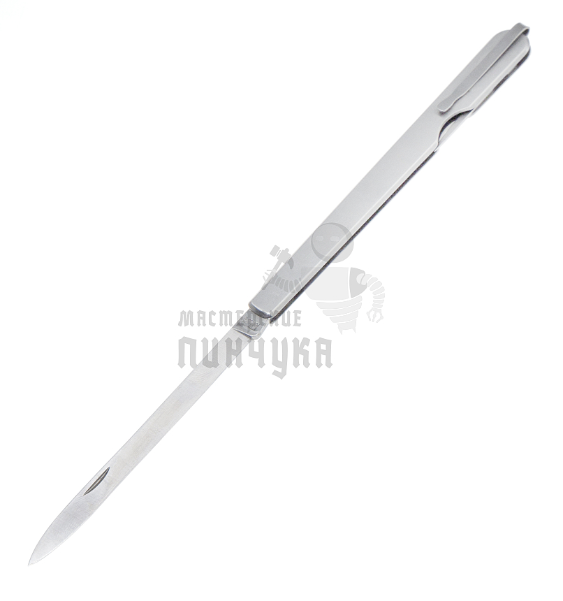 Нож технолога складной с клинком 11см, вилкой и клипсой, металлическая рукоятка, Португалия