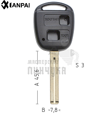 Корпус ключа TOYO36P_TY48P_TOY49 2 кнопки средний КНР  LEXUS - Чертеж