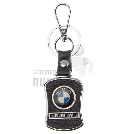 Авто карабин с кольцом для ключей BMW Экокожа (рифленая)