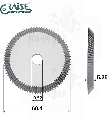 Фреза Raise P21W/D911868ZR угловая CARBIDE (Ф60.4X5.25XФ9.53X84°)