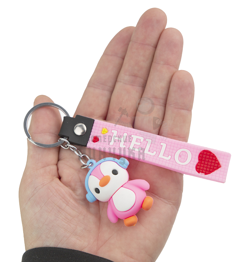 Брелок для ключей "Пингвин" цв.розовый + ремешок