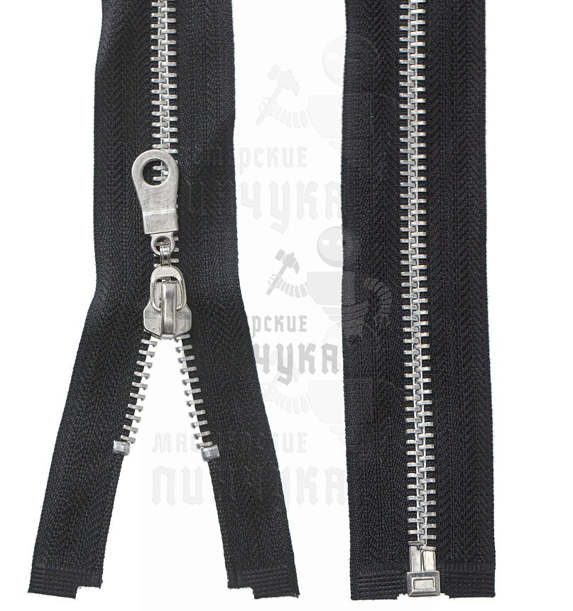 Молния металлическая, тип 5, 60см, цв. черный / никель