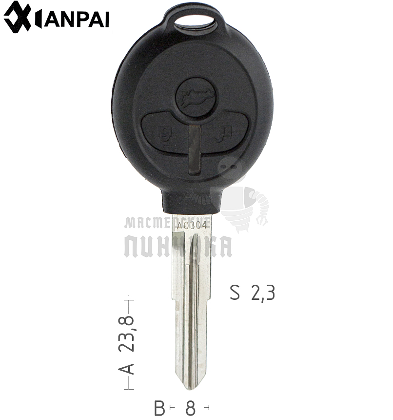 Корпус ключа MIT8D  MIT11R  MIT8R 3 кнопки КНР/  MITSUBISHI