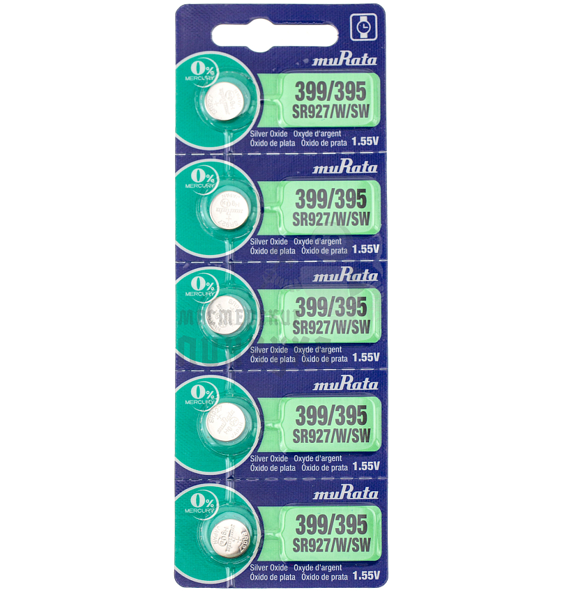 Батарейка muRata 395/399 SR57W SR927SW BL5 1.55V (5/100/500)