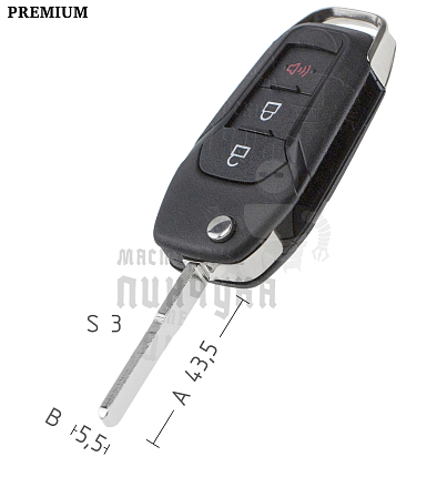 Корпус выкидного ключа FO-24 HU101 HF65 2 кнопки+паника FORD КНР