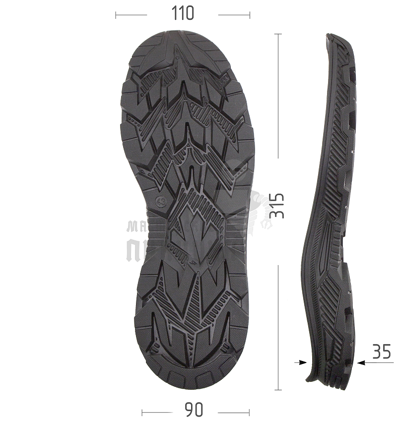 Подошва муж. "BORIS", р.43, цв.ченый