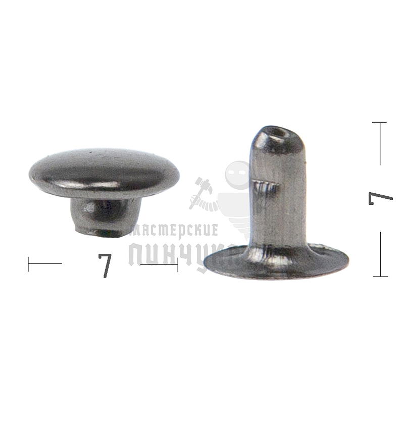 Хольнитены №33. 7х7мм, односторонний, сталь, цв. темный никель
