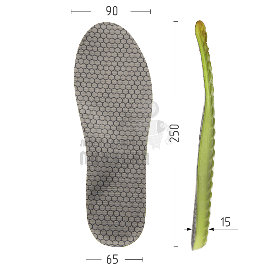 Стельки для обуви "Nateno", цв. серо-салатовые, р-р 35-40