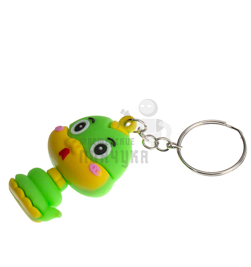 Брелок для ключей "Змейка" цв.зеленый с кольцом