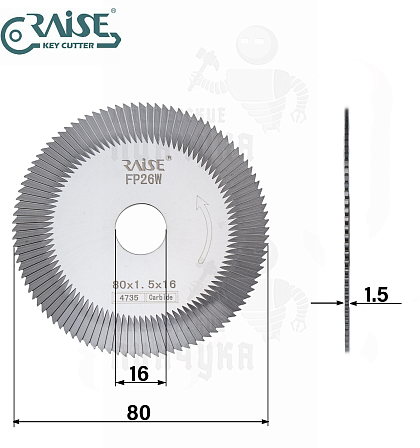 Фреза Raise FP26W отрезная (Ф80x1.5xФ16) CARBIDE