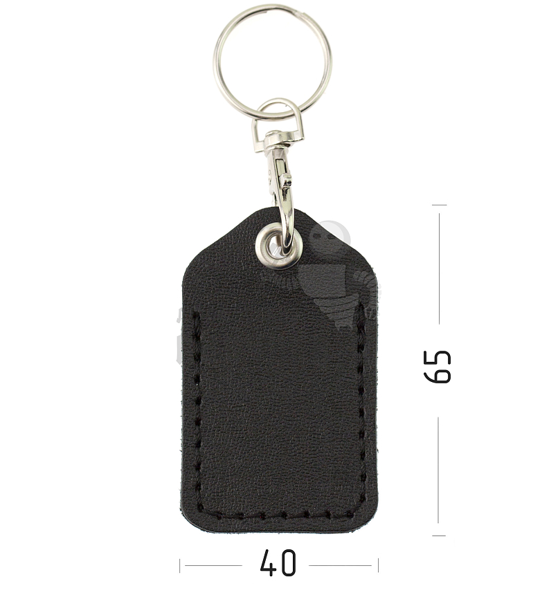 Чехол брелок прямоугольный с карабином, цв.черный 