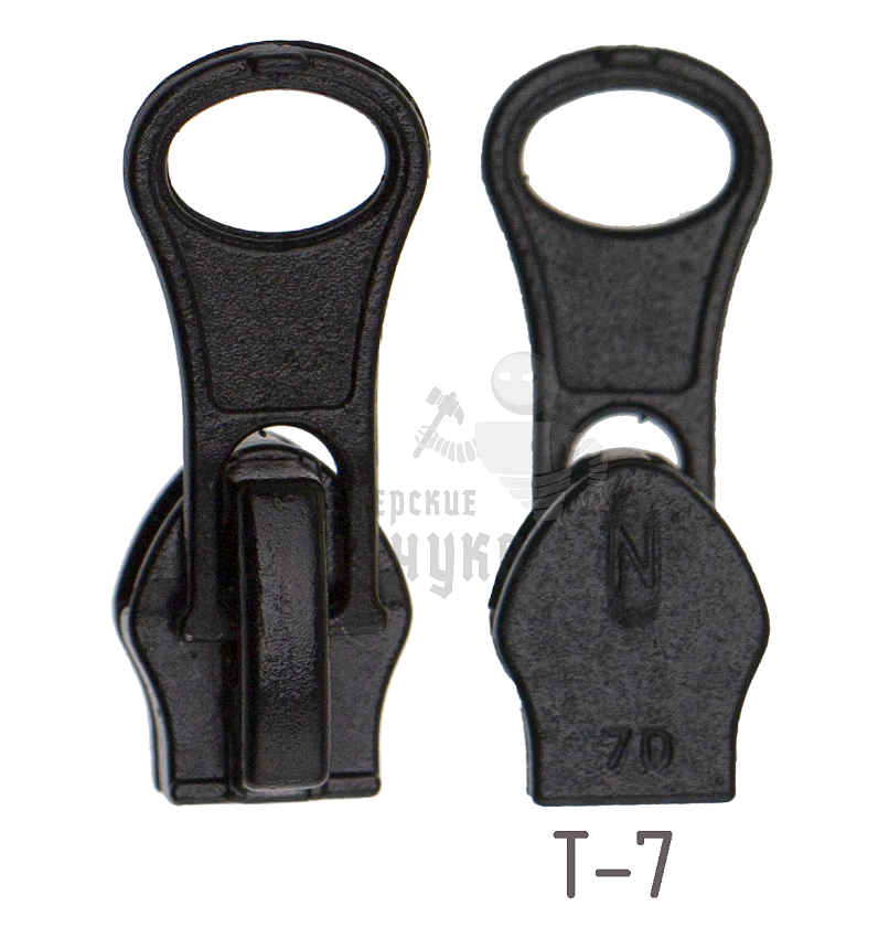 Бегунок для спиральной молнии, тип 7, автомат, "ГРУША" цв. черный 322 
