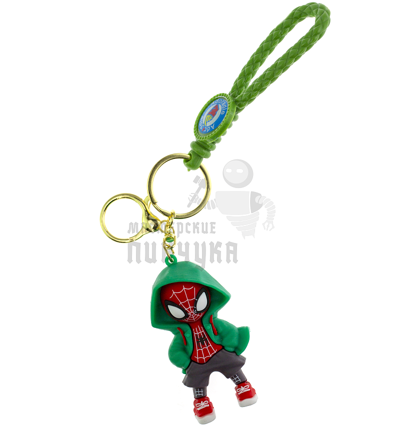 Брелок для ключей "Человек-Паук" цв.зелёный+ карабин