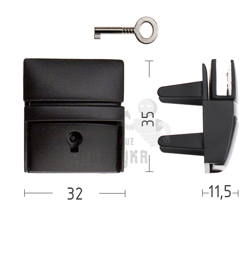 Замок портфельный 08239 цв. никель темный матовый