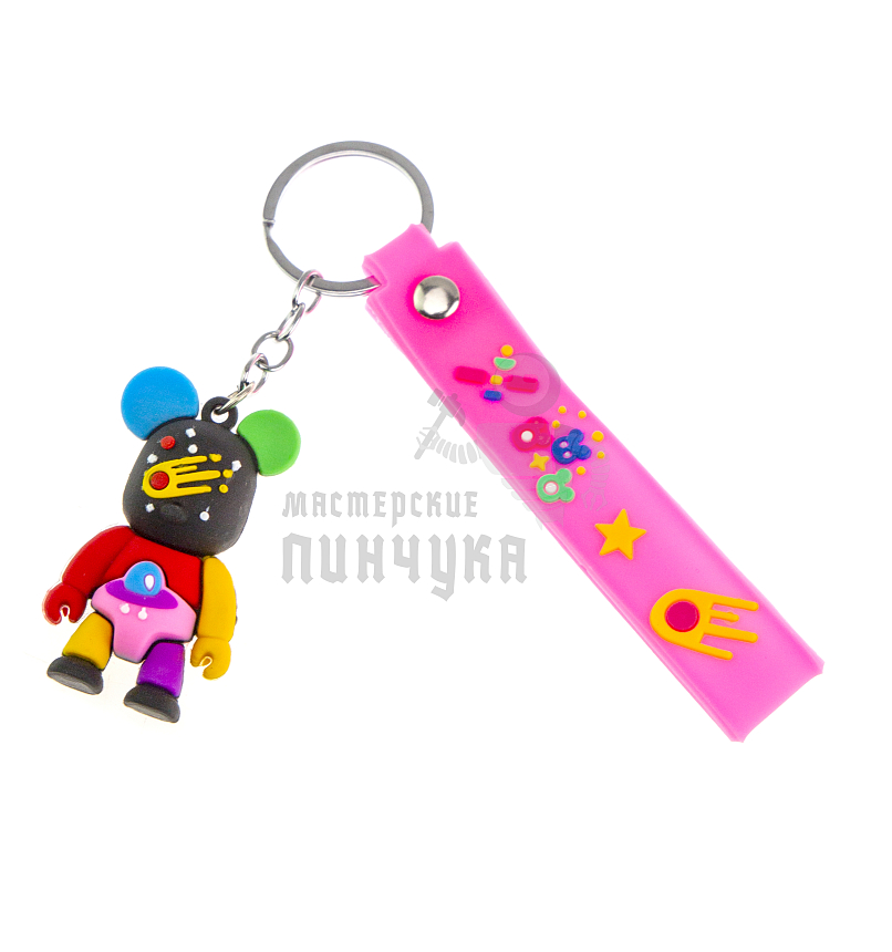 Брелок для ключей "Мишка Бербик" + ремешок, цв.розовый