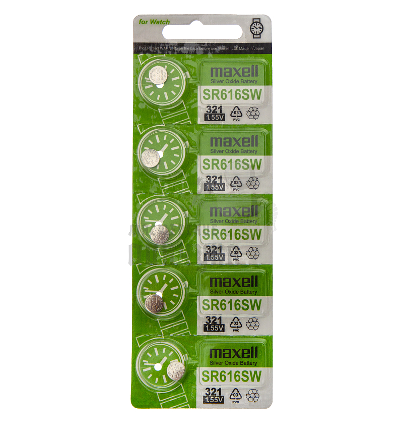 Батарейка MAXELL 321 SR616SW BL5 GREEN (CN) 1.55V (5/100/500)