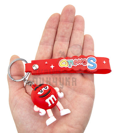 Брелок для ключей "M&M" с ремешком, цв.красный