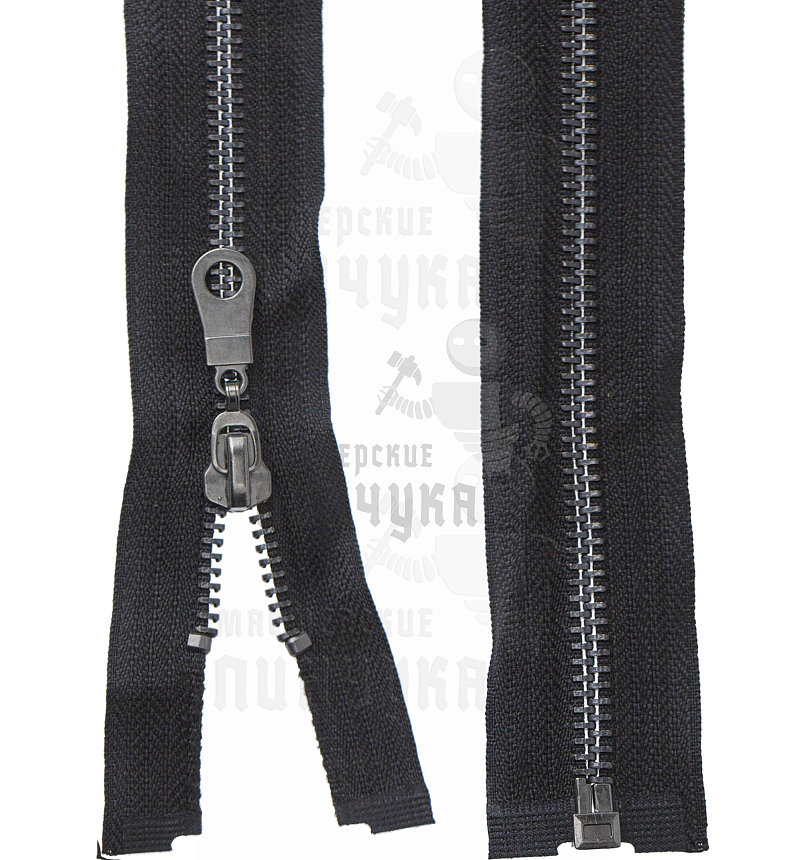 Молния металлическая, тип 5, 80см, цв. черный / оксид