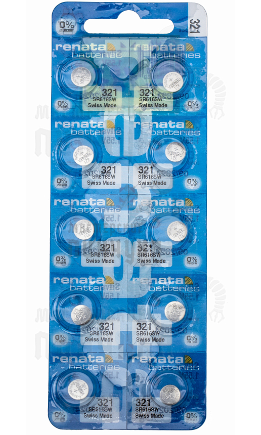 Батарейка часовая RENATA 321 SR616SW BL10 Silver Oxide 1.55V (10/100)