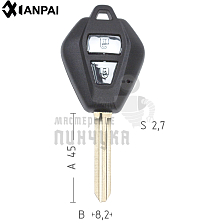 Заготовка ключа TY37P/ISU7P  ISU-3DP  TOY43RP  TY51LP 2 кнопки ISUZU КНР - Чертеж