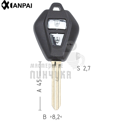 Заготовка ключа TY37P/ISU7P  ISU-3DP  TOY43RP  TY51LP 2 кнопки ISUZU КНР