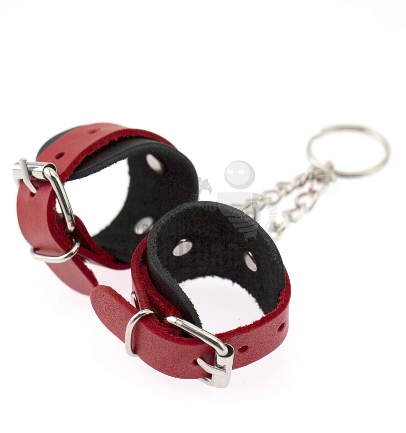 Брелок Наручники, цв.черно-красный