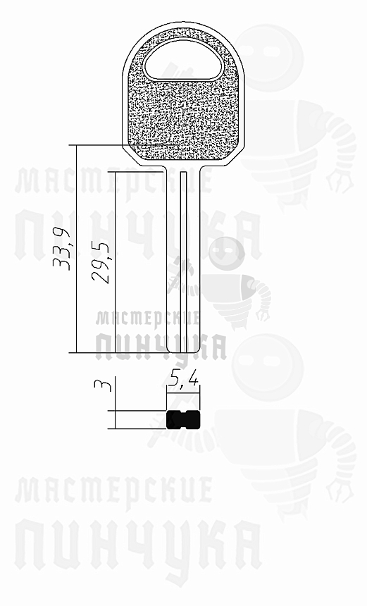 SOLEX квадрат с пазом(30×5.5×2.9) КНР