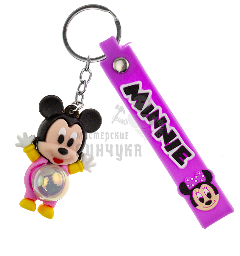 Брелок для ключей светящийся "Микки Маус" цв. розовый + ремешок