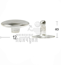Хольнитены 12х9мм, сталь, плоский, односторонний, цв. хром. - Чертеж