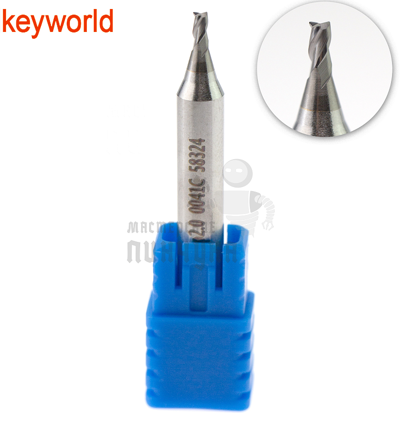 Вертик.фреза KeyWorld 0041C ф2.0мм CARBIDE (ф2.0Х6DX40L) 
