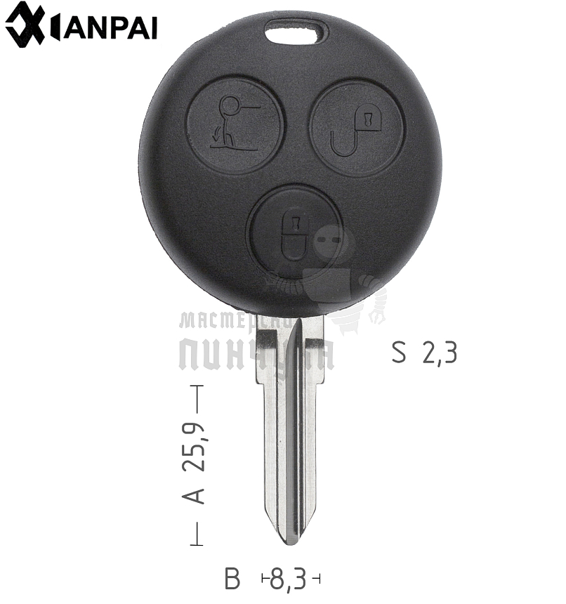 Корпус ключа MEHYP YM23P YMHYP17 3 кнопки КНР