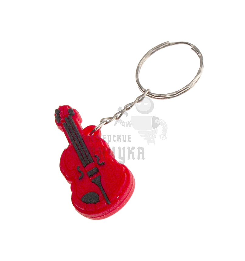 Брелок для ключей "Гитара" цв.красный с кольцом