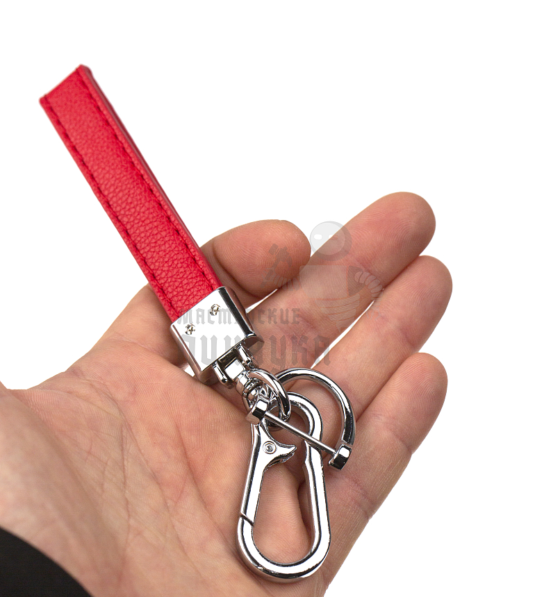 Кожаный брелок для ключей с карабином, красный