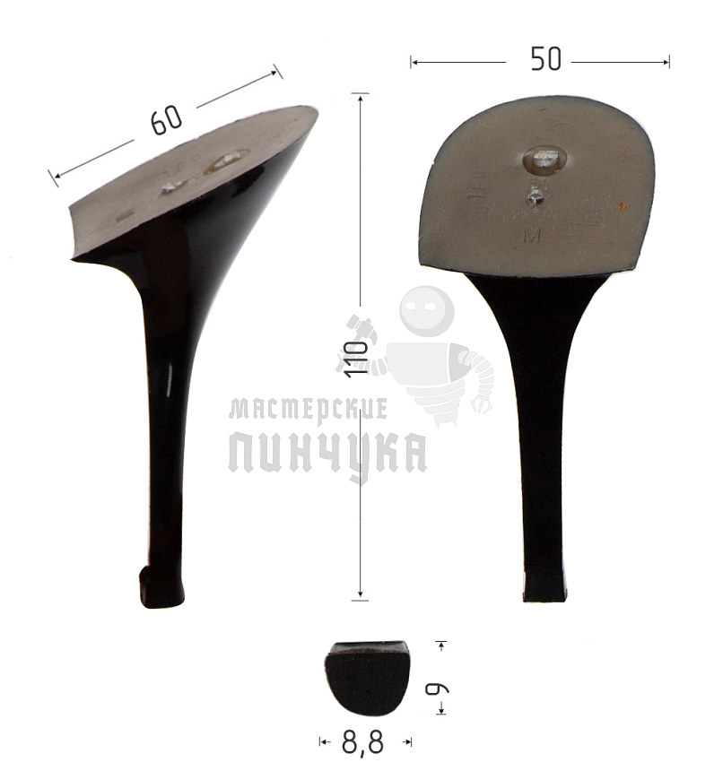 Каблуки ABS (8169) черн.лак. 10,5 см